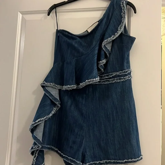 Alexis Denim One-Shoulder Jumpsuit - Picture 4 of 8